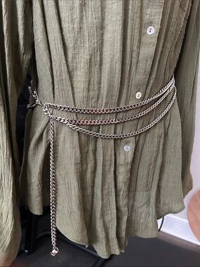 Triple-Row Silver Chain Waist Belt - Women Accessories